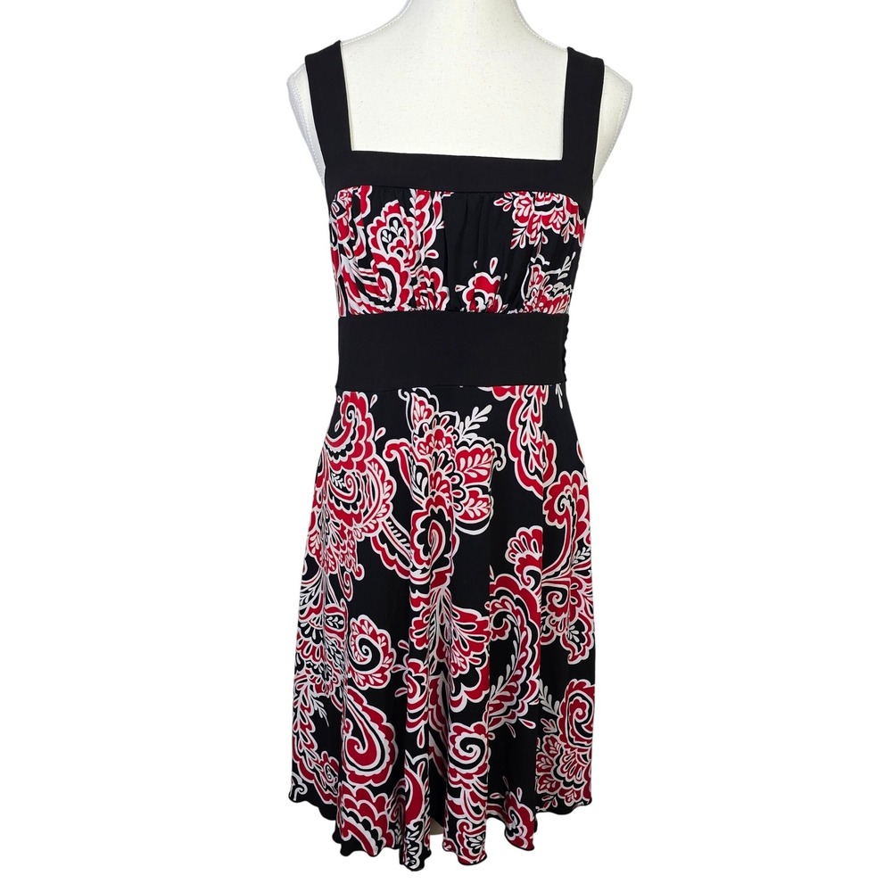 Speechless Women's Black Red Floral Print Sleeveless Knee Length Dress‎ Size L